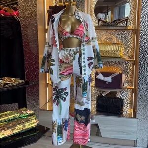 Tropical Print Women's Pants & Jumpsuit Set